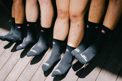 PYB25 Black Mid Crew Socks