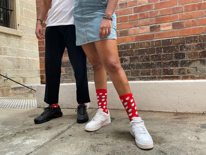 HOXB Red Mid Crew Socks